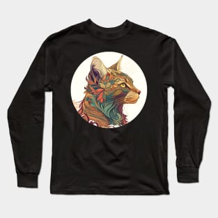 Lady Cat Hippy Beautiful - Love Cat BoHo Long Sleeve T-Shirt